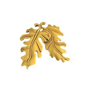 Danecraft‎ Double Oak Leaf Pin Signed Vintage Brooch Brushed Gold Tone